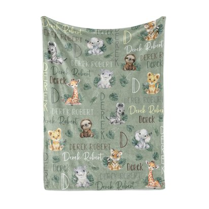 Jungle Safari Animals Personalized Baby Blanket