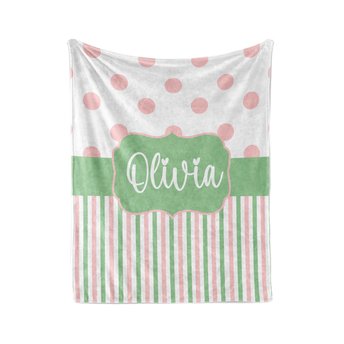 Monogrammed Polka Dots and Stripes Blanket 
