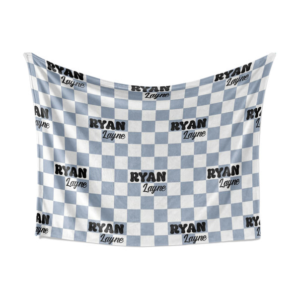 Personalized Checkered Baby Name Blanket 