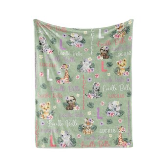 Personalized Jungle Safari Animals Baby Blanket