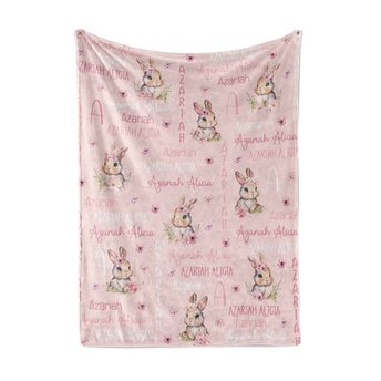 Personalized Spring Bunnies Baby Blanket
