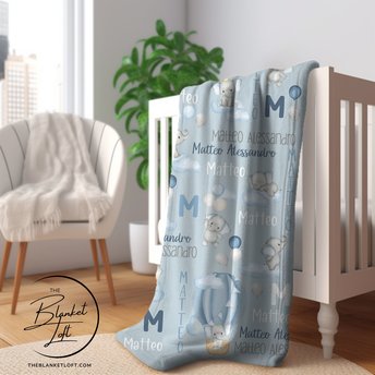 Baby Boy Elephant Personalized Blanket