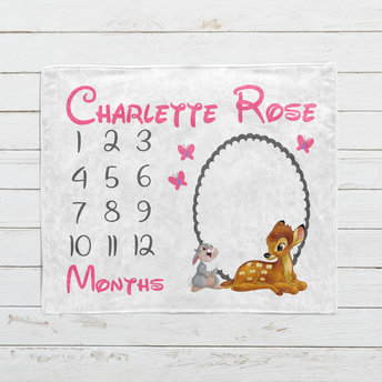 Personalized Bambi Milestone Blanket