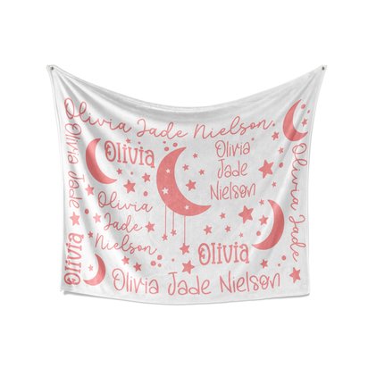 Personalized Boho Moons and Stars Baby Blanket