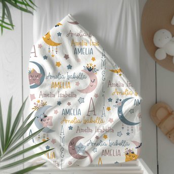 boho moon and stars blanket