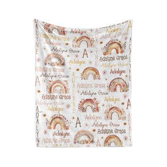 Personalized Boho Floral Rainbow Blanket
