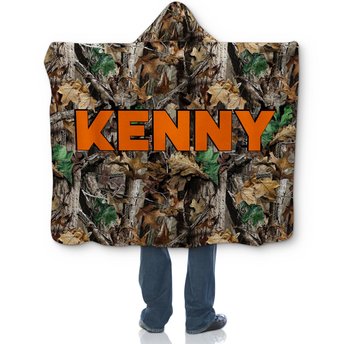 Personalized Hooded Sherpa Camo Hunter Blanket