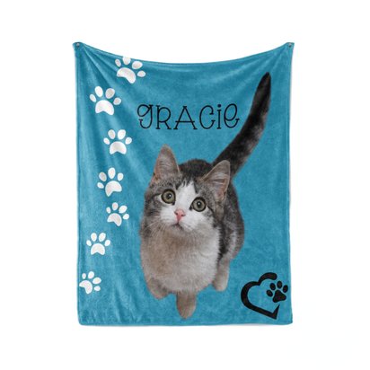 Personalized Cat Photo Blanket