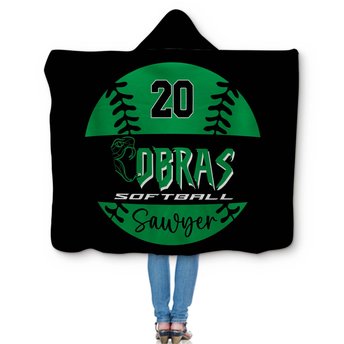 Personalized Sherpa Hooded Softball Blanket