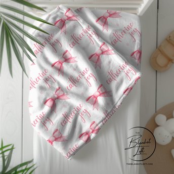 Personalized Coquette Bows Baby Blanket 