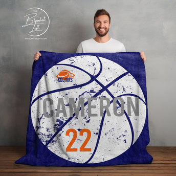 Personalized Distressed Basketball Blanket