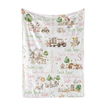 Personalized Farm Animals Baby Blanket