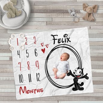 Personalized Felix the Cat Milestone Blanket