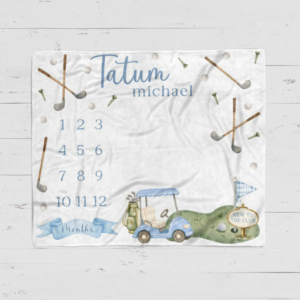 Personalized Golf Baby Milestone Blanket