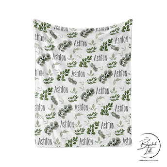 Name Blanket with Greenery