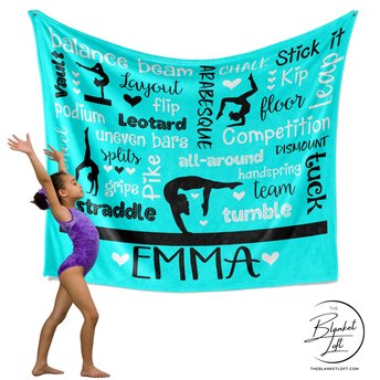 Personalized Gymnastics Words Blanket