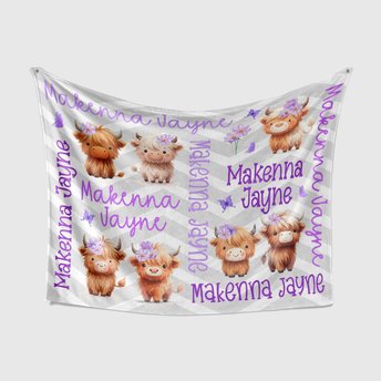 Personalized Highland Cows Baby Blanket