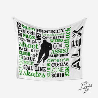 Personalized Boys Hockey Minky Blanket