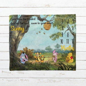 Personalized Hundred Acre Woods Winnie the Pooh Milestone Blanket