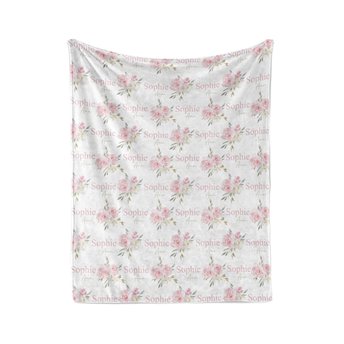 Pink Floral Baby Name Blanket
