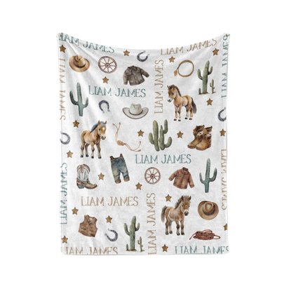 Custom Little Cowboy Baby Blanket 