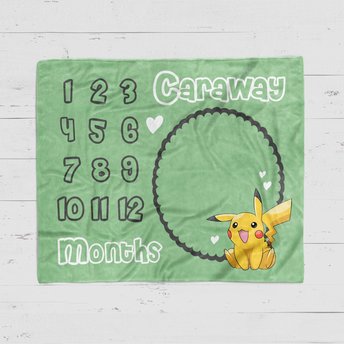 Personalized Baby Milestone Blanket - Pikachu