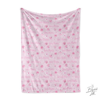 Pink Floral Baby Name Blanket