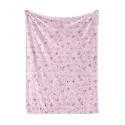 Pink Floral Baby Name Blanket