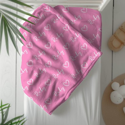 Personalized Name Blanket with Hearts 