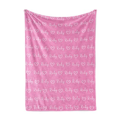 Personalized Name Blanket with Hearts 