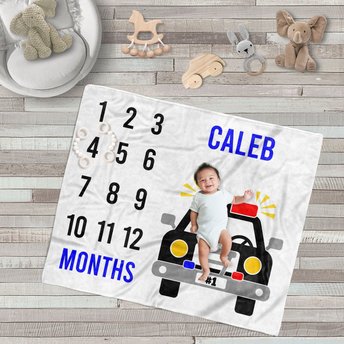 Police Car Milestone Blanket
