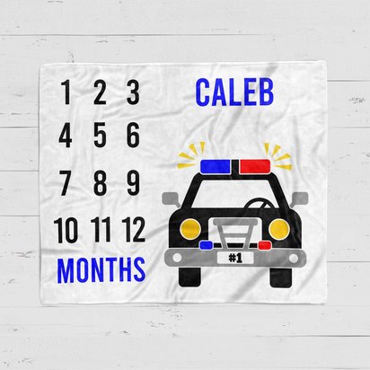 Personalized Police Car Milestone Blanket