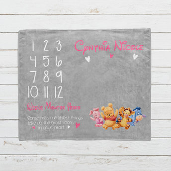 Personalized Baby Winnie the Pooh Milestone Blanket