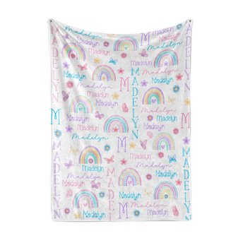 Personalized Rainbows and Butterflies Blanket