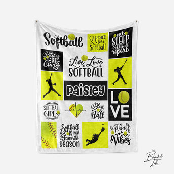 Custom Minky Softball Blanket Personalized
