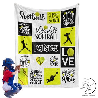 Custom Minky Softball Blanket Personalized