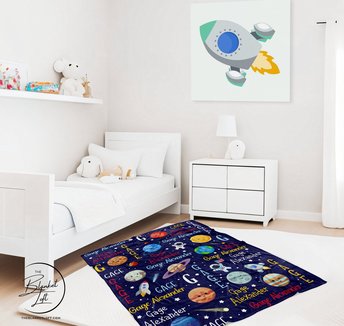 Personalized Solar System Outer Space Blanket 