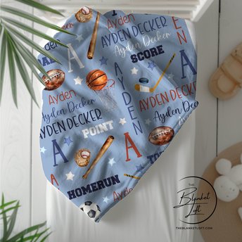 Personalized Sports Equipment Baby Blanket 