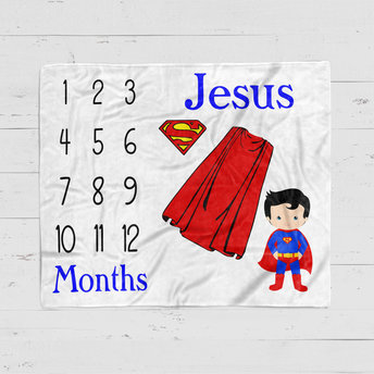 Personalized Superman Superhero Monthly Milestone Blanket