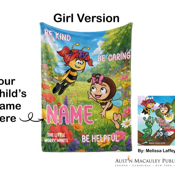 The Little Worry Warts Personalized Blanket - Girl Version