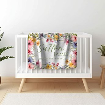 personalized wildflower birth announcement blanket