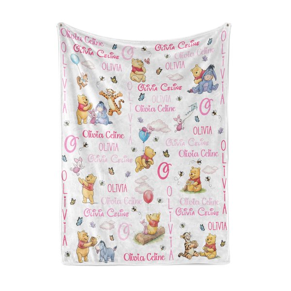 Personalized Winnie the Pooh Baby Blanket 