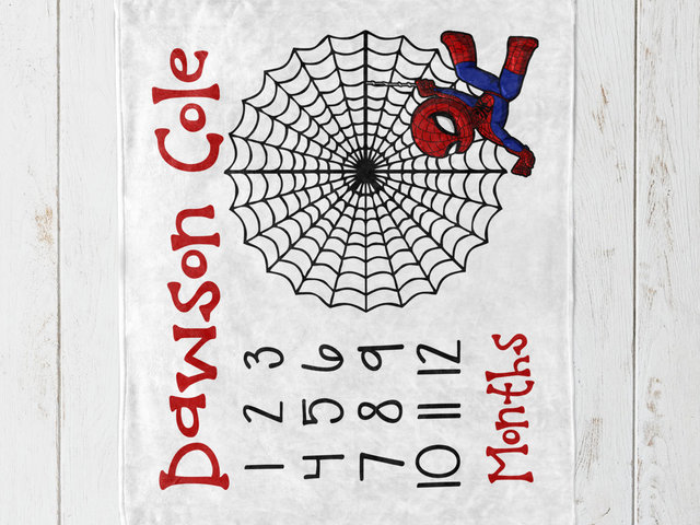 Personalized Spiderman Month Milestone Blanket