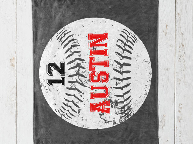 Personalized Distressed Baseball Blanket