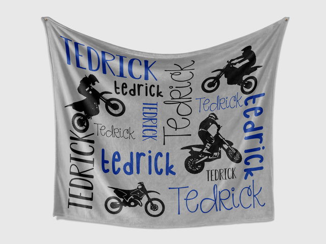 Personalized Blanket with Dirt Bikes