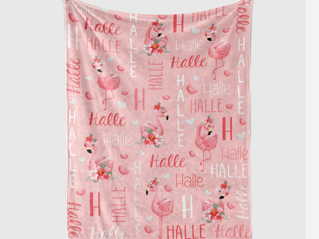 Personalized Baby Blanket with Flamingos