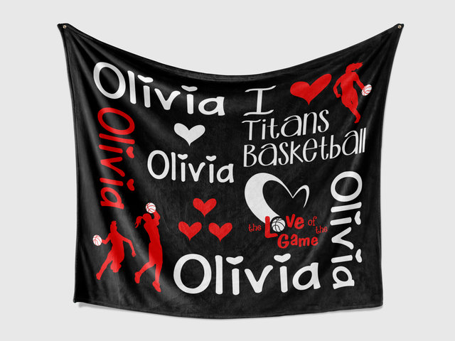 Personalized Girls Basketball Blanket