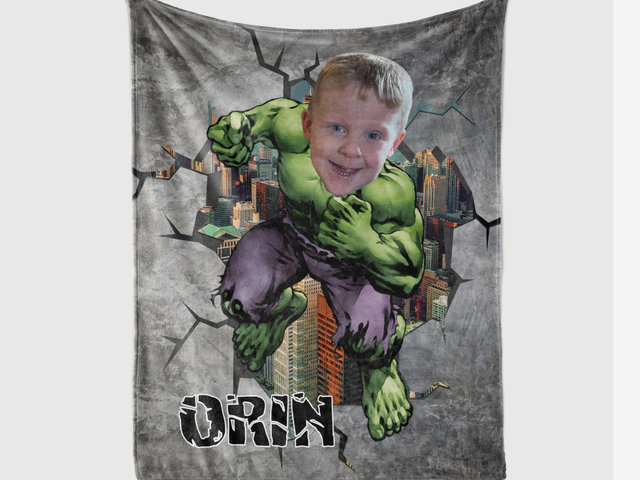 Personalized Hulk Photo Face Blanket