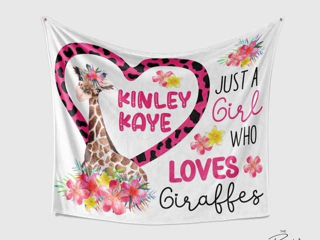 Just a Girl Who Loves Giraffes Personalized Blanket