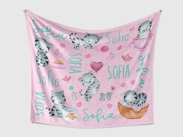 Personalized Kitten Blanket with Name